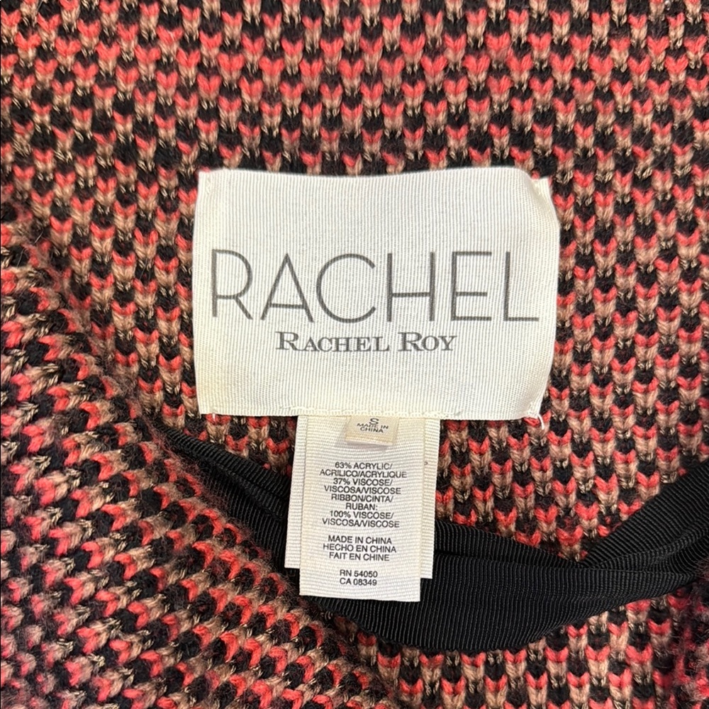 Geometric Patterned Sweater With Red Accents - image 2